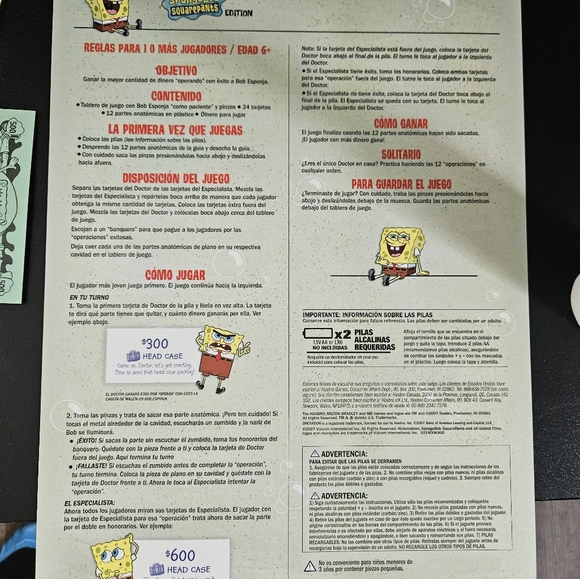 Spongebob operation Milton Bradley mint contition no buzz great deal light works - Picture 14 of 15